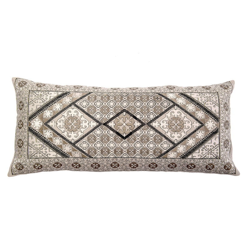 Housse de coussin lombaire en duvet avec plumes, Gris