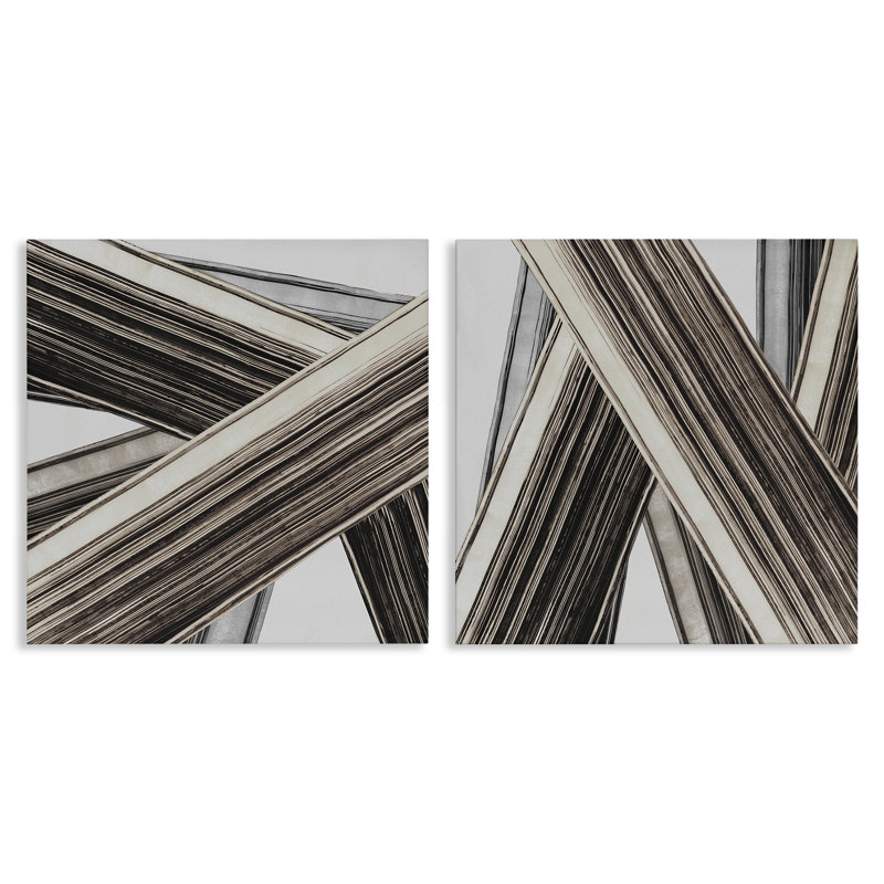 Industrial Linear Crisscross 2 PC Canvas Wall Art Set by PI Studio, 17" H x 17" W