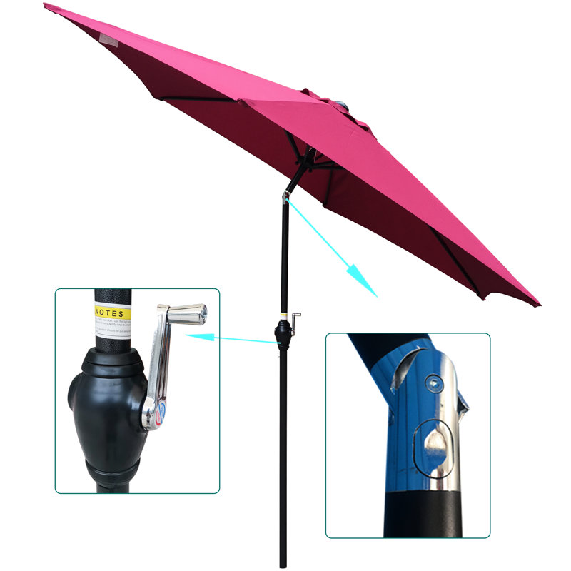 Parasol 9 pi pour l'extérieur - Bourgogne, grand teint, évent en acier stable, structure solide