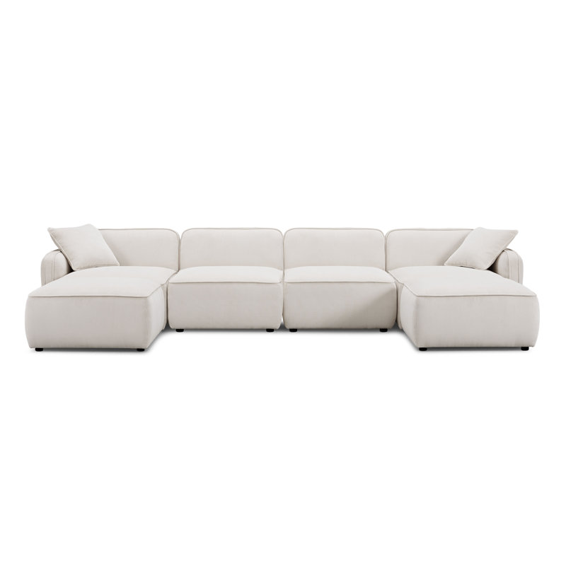 Canapé modulaire en velours côtelé 6 pièces Tov Furniture Travie, Velours ivoire