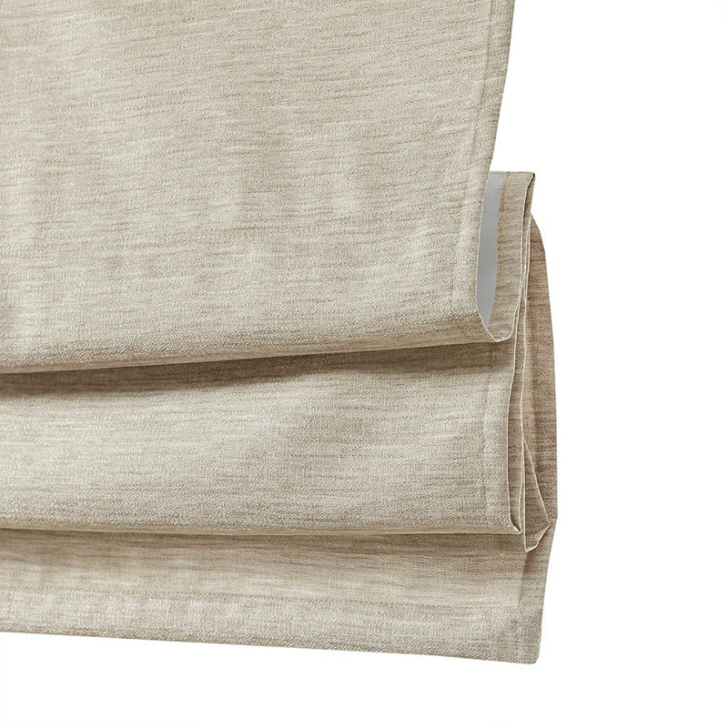 Printed Faux Silk Room Darkening Cordless Roman Shade Living Room Curtain Blackout Curtain, Ivory, 27.05" W x 64.05" L