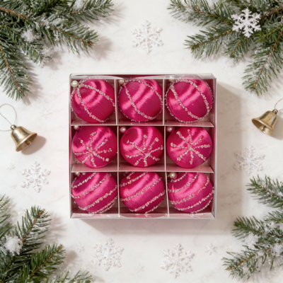18 Pcs Christmas silk ball Christmas tree pendant, 3.15 Inch Christmas Ball,  for Tree, Wedding And Engagement Occasion
