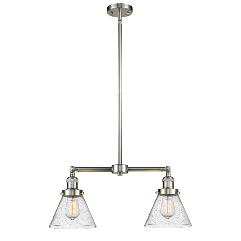 Luminaire suspendu conique pour îlot de cuisine 2 lumières Callahan, Grainé, Ampoule non incluse, Nickel satiné brossé