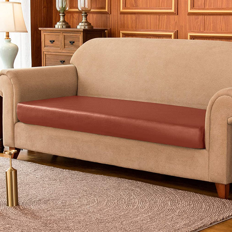 Box Cushion Loveseat Slipcover, Orange