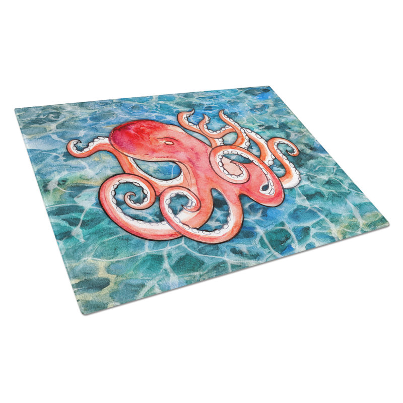 Large Multicolor Tempered Glass Octopus Cutting Board