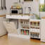 Armoire de rangement, 1 porte, poubelle de cuisine avec 2 tiroirs et poubelle rabattable avec support et 2 tablettes