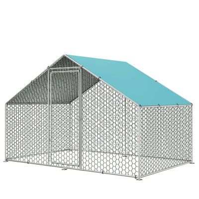 Large Metal Chicken Coop Walk-In Poultry Cage Heavy Duty Chicken Runs Hen House For Yard With Waterproof And Anti-Uv Cover For Outdoor Farm Use -  Tucker Murphy Pet™, BF795D342D7A46B38DD1042744B06BDF