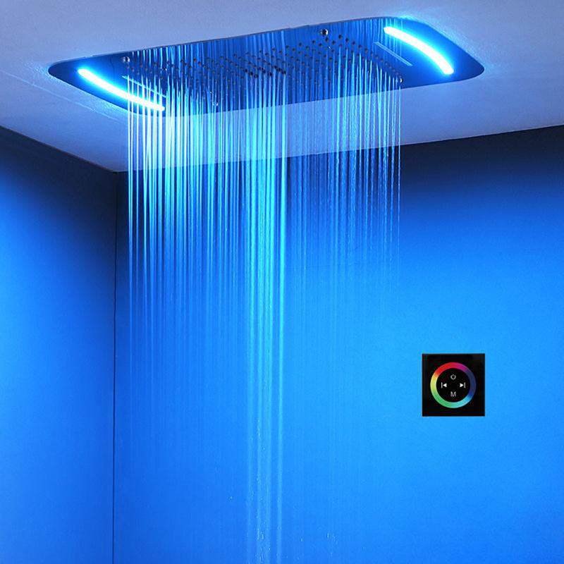 Robinet de douche noir mat avec valve thermostatique et douchette amovible