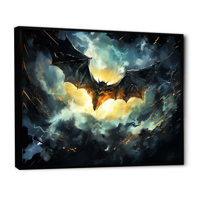 «Blue Watercolor Night Bat Charm I - Animal Bat», art mural