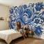 Décoration murale bleue et blanche à motif de volutes à motif floral-1207625593-1207625542
