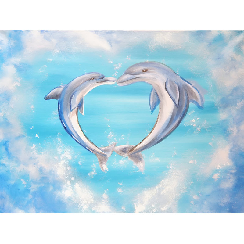 «Dolphins», reproduction sur toile tendue, H 24 po x l 32 po