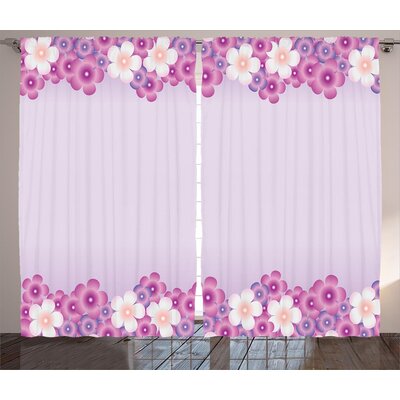 Mauve Feminine Floral Petals in Purple Tones Spring Season Blooms Beauty Fragrance Artwork Graphic Print & Text Semi-Sheer Rod Pocket Curtain Panels -  Ambesonne, p_22254_108x84