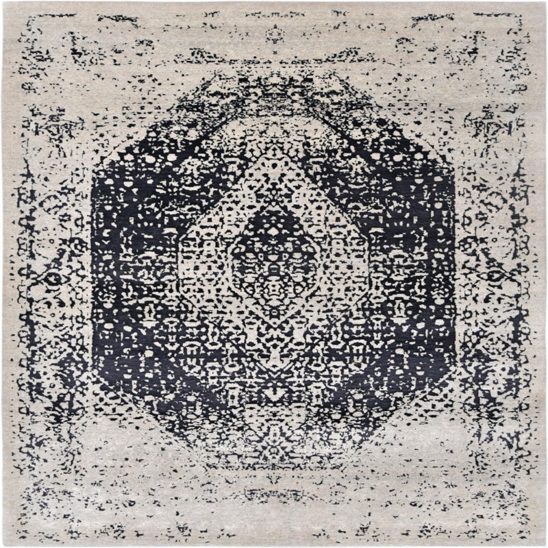 Tapis oriental ivoire / noir Hoyle, Carré 3 pi