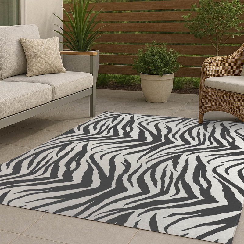 Tapis d'extérieur antidérapant à motif zébré, Rectangle 4pi x 6 pi