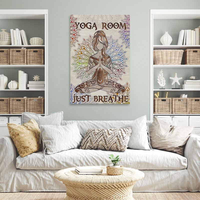 «Yoga Room Just Breathe», reproduction d'art graphique sur toile tendue, H 14 po x l 11 po x P 1,25 po