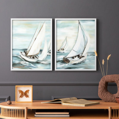 NAUTICAL Series L-Premium, reproduction encadrée prête à accrocher - aucun clou requis - aucun clou requis