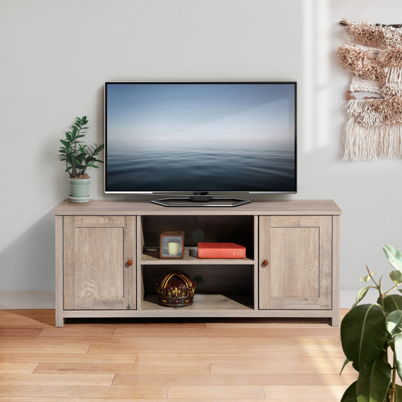 Hegland Unfinished TV Stand for TVs up to 43", Light Oak