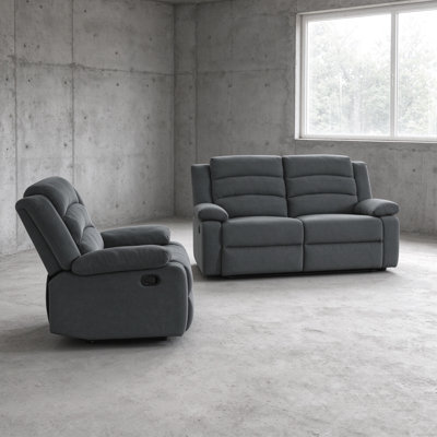 2-Piece Manual Reclining Living Room Set with Loveseat and Recliner Chair