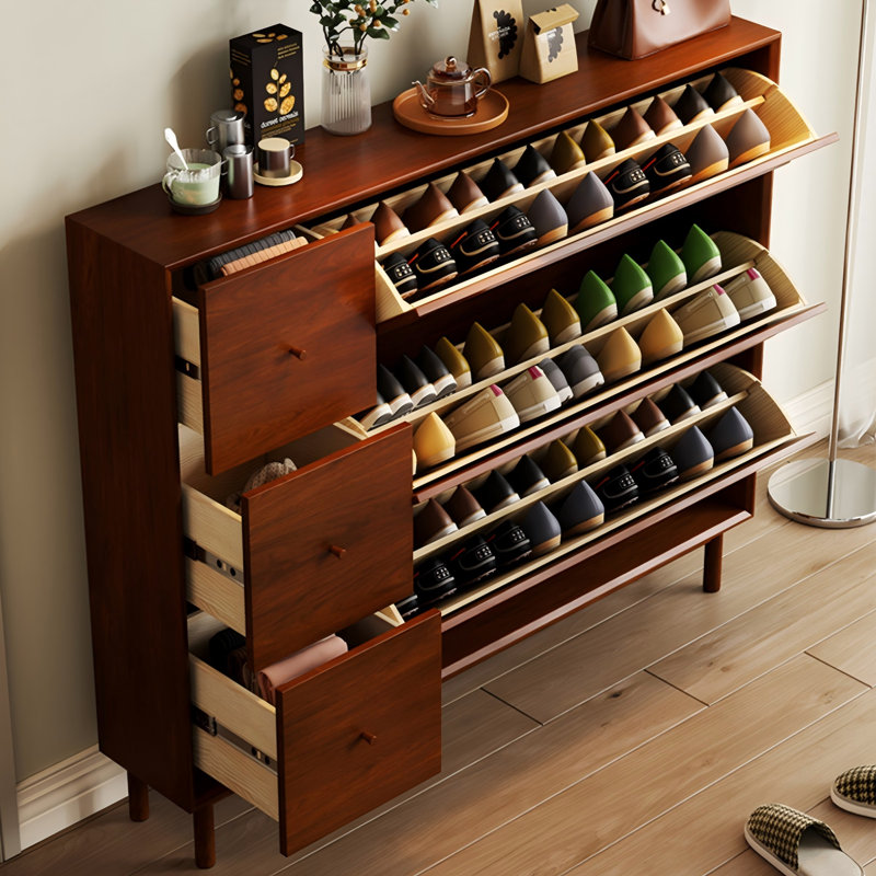 39.37" Brown Solid + Manufactured Wood Shoe Storage, 47.24" H x 39.37" W x 9.45" D