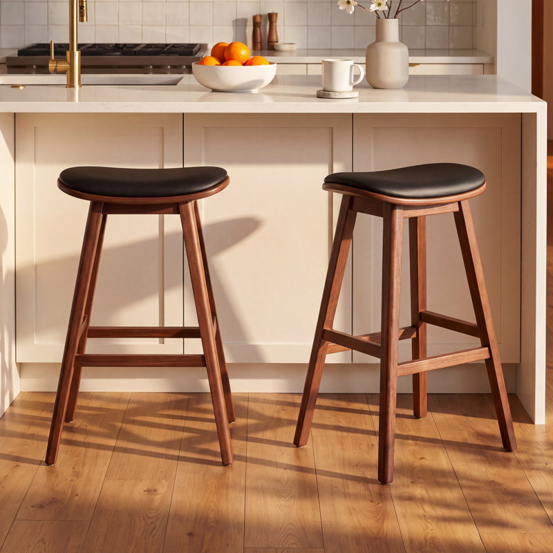 Eric Upholstered Counter Stool with Solid Wood Frame