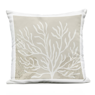 Starfish & Neutral Coral Outdoor Printed Pillow, design by Yvette St. Amant