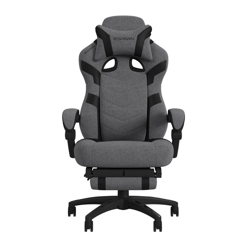 RESPAWN 110 Pro Gaming Chair - Gaming Chair with Footrest, Reclining Gaming Chair, Video Gaming Computer Desk Chair, Adjustable Desk Chair, Gaming Chairs For Adults With Headrest Pillow - Grey Fabric