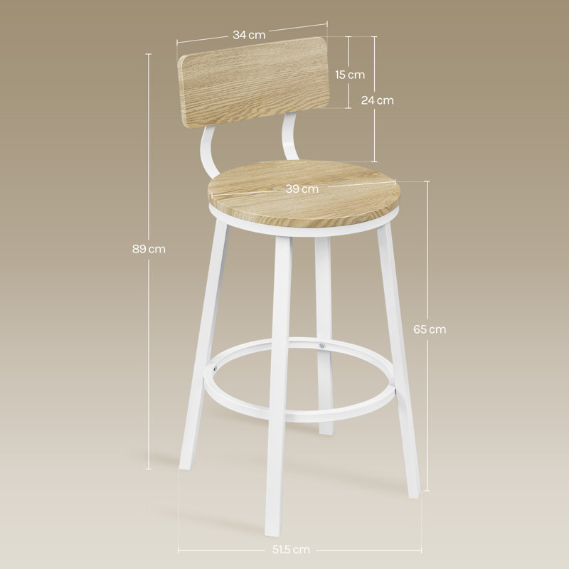 Anginette Counter Stool with Metal Frame, Oak/White