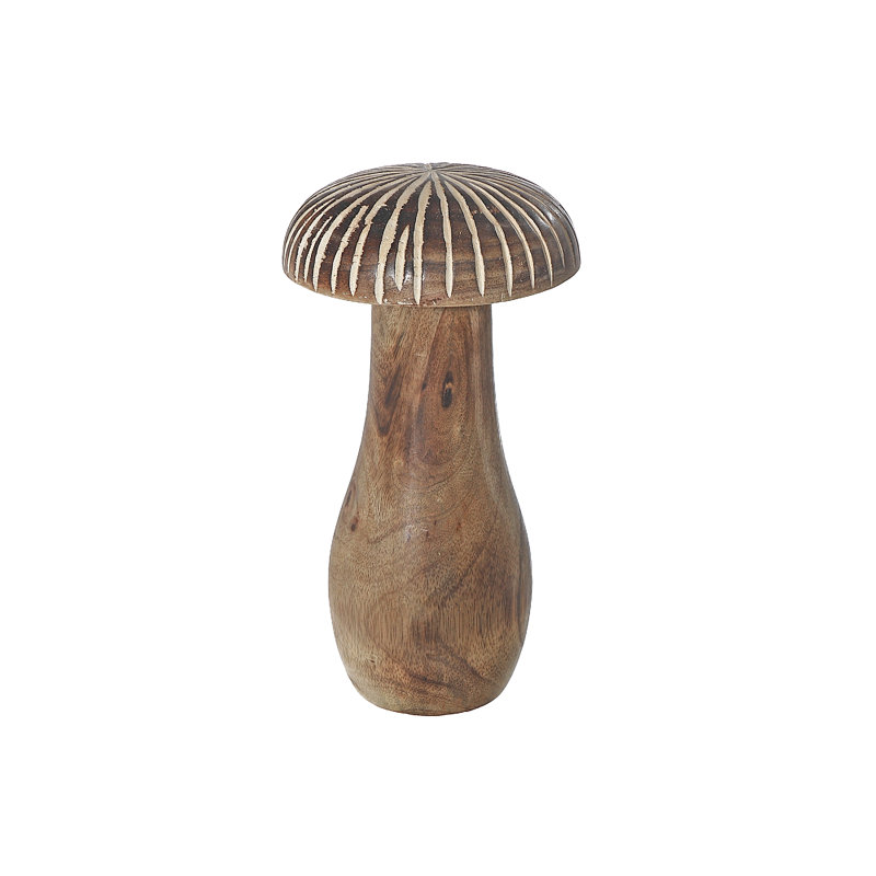 Petit champignon manguier en bois, H 9 po x l 4,8 po x P 4,8 po, Blanc