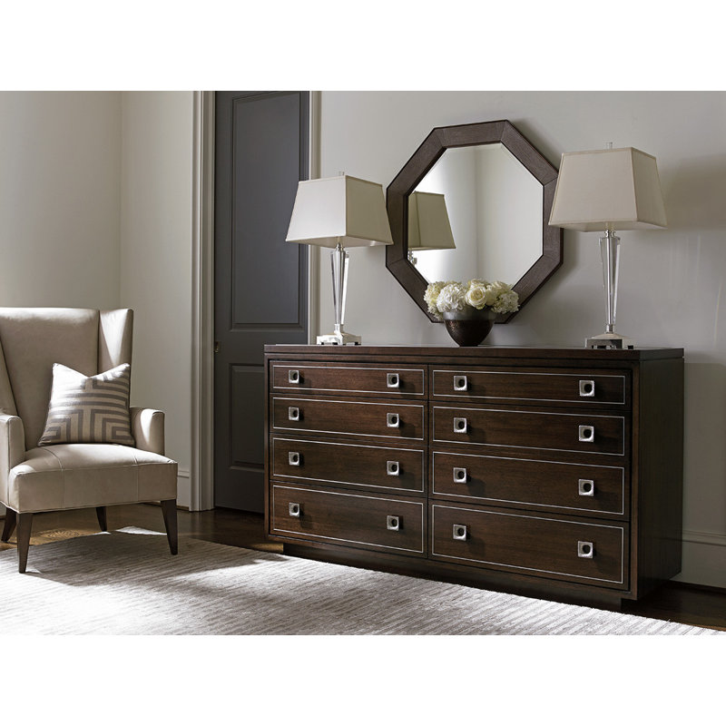 Transitional Brown Walnut Octagonal 36" Mirror