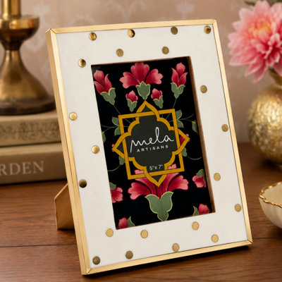 Sitara 5" x 7" Gold and White Tabletop Photo Frame