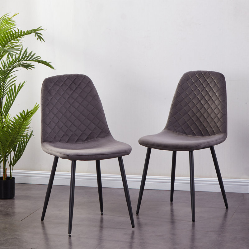 Brienna Velvet Upholstered Armless Dining Chair, Black, Grey Velvet