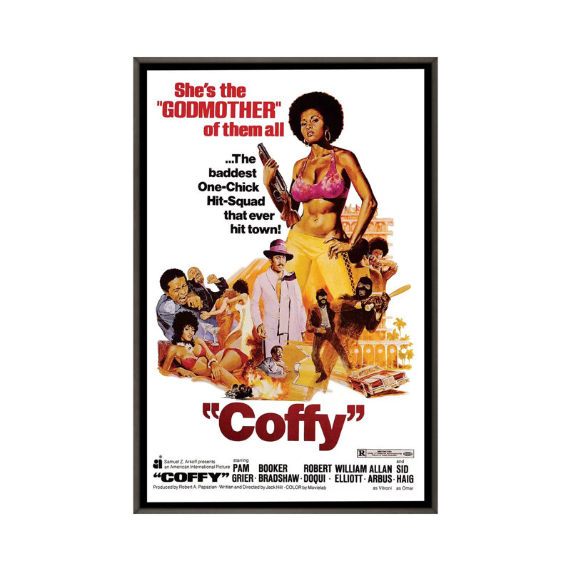 Coffy - publicité, H 48 po x l 32 po x P 1,5 po, Toile encadrée de bois rustique foncé, Aucun mat