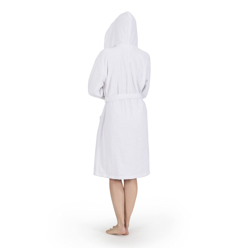 Collection de peignoir unisexe en coton à capuche, Blanc, TG