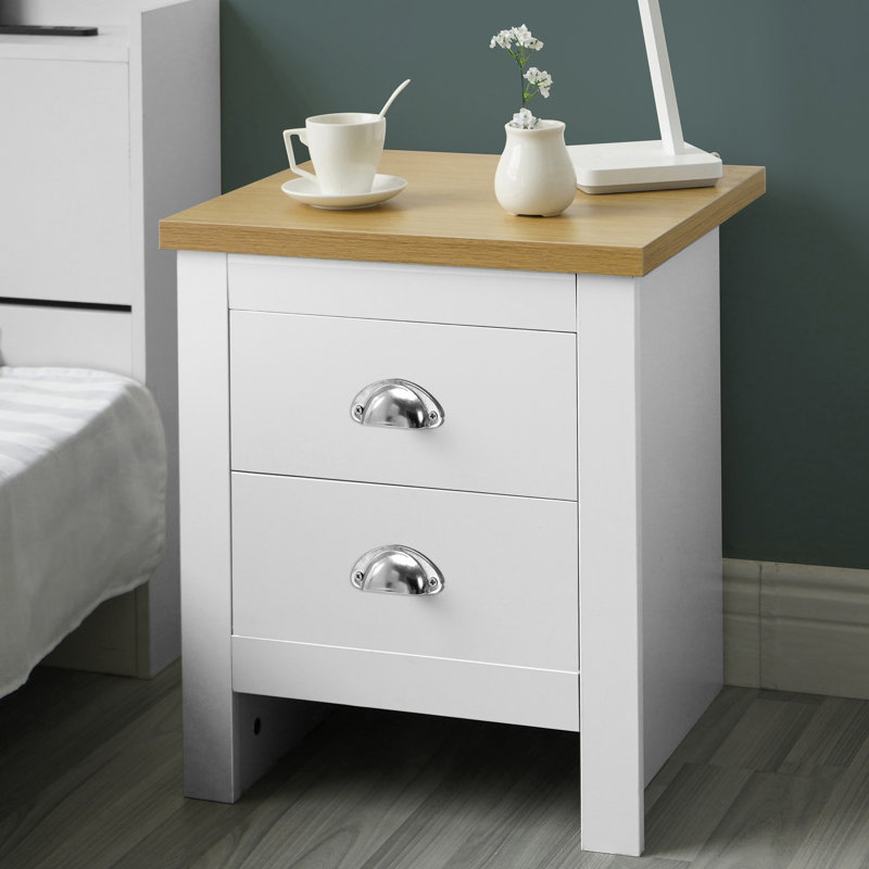 Orval 45 cm W Bedside Table, White/Oak