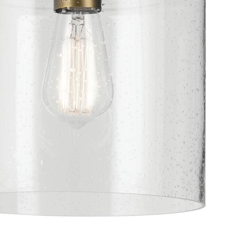 Winslow Natural Brass Semi-Flush Mount with Clear Seeded Glass