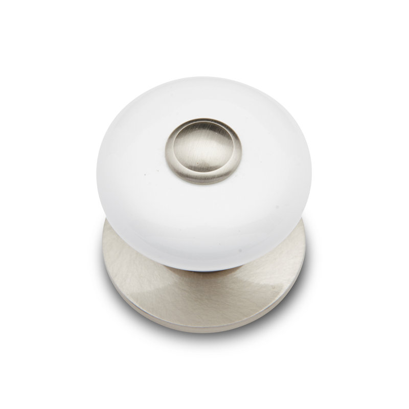 CK Series Diameter Mushroom Knob, 1.25" H x 1.25" W x 1.38" D, White / Satin Nickel (Pewter)