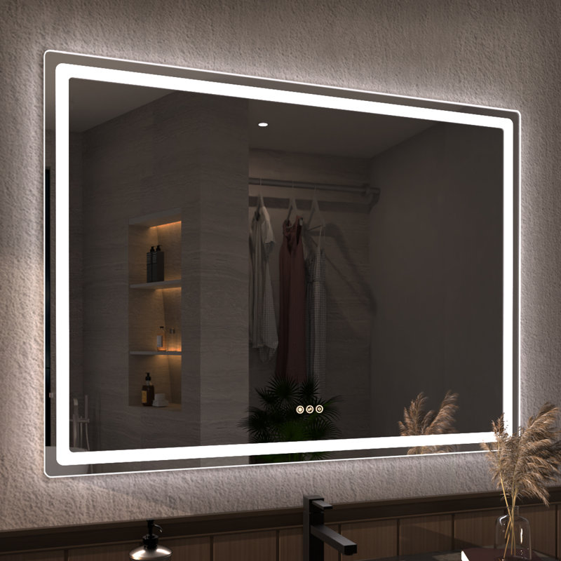 Miroir de salle de bain mural 48 po x 36 po Niveous, Rectangulaire, 36 po x 48 po