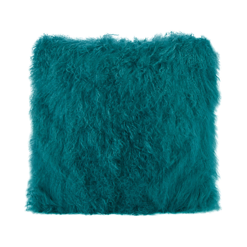 Tibetan Lamb Sheepskin Pillow by Outpost Original, 24" x 24", Teal