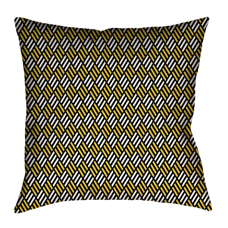 Housse de coussin Katelyn Elizabeth, 14 po x 14 po, Noir / Jaune, Polyester sergé