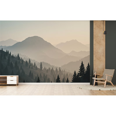 Papier peint de montagne 3D à peler et coller, papier peint de chambre de montagne, adhésif de décoration de pépinière de montagne auto-adhésif (Peel-N-Stick) 975DRS