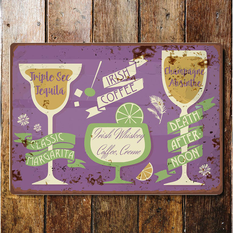 Handmade Food & Beverage Wall Decor on Metal, 40cm H x 60cm W