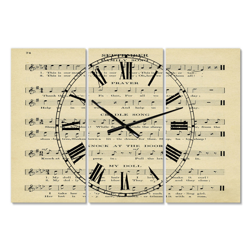 Prayer Song - Horloge murale surdimensionnée 3 panneaux Cottage