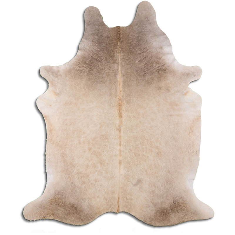 Custom Genuine Light Champagne Cowhide Rug, Novelty 5'8" x 6'7"