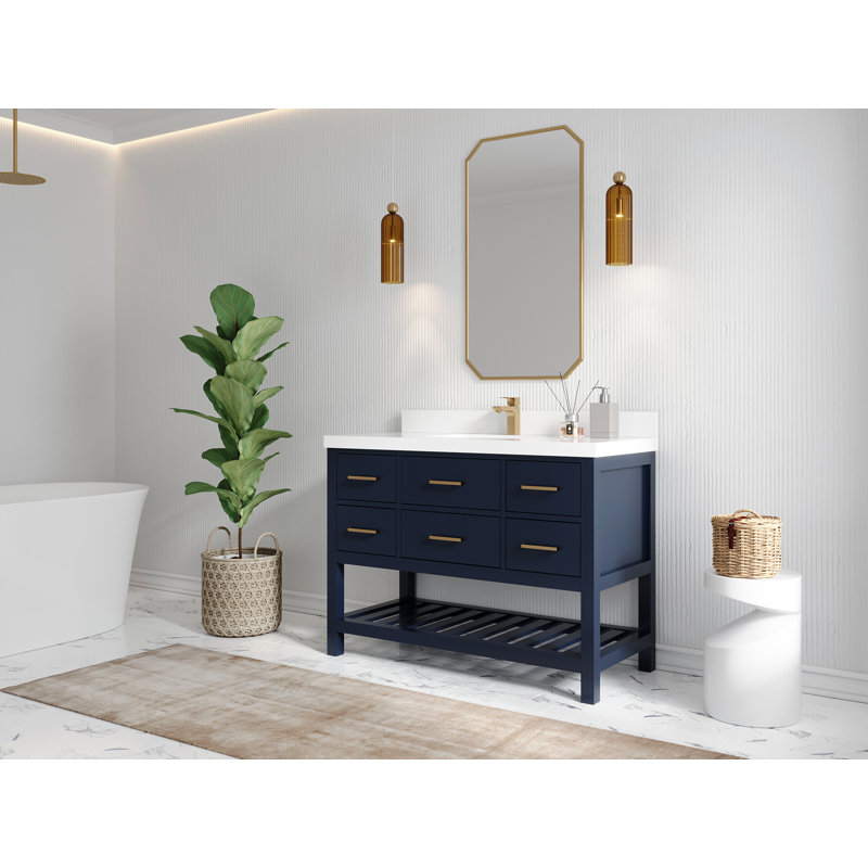 Parker 48'' Single Bathroom Vanity with Top, Calacatta Laza
