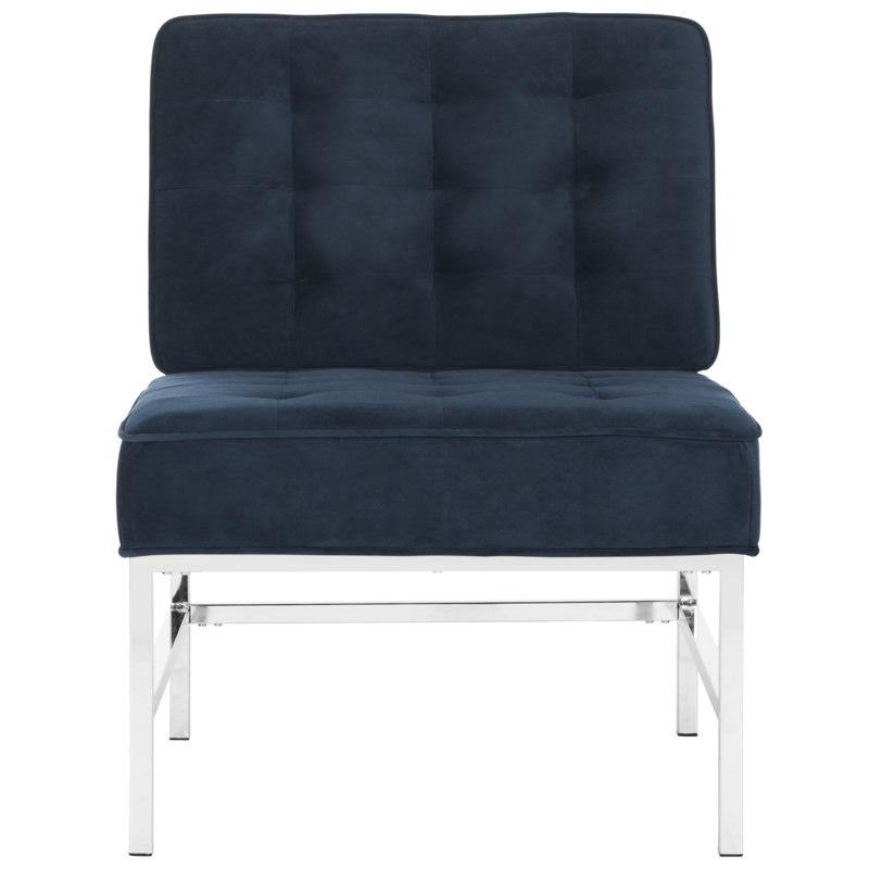 Fauteuil de chambre capitonné en polyester, Mélange de polyester bleu marine