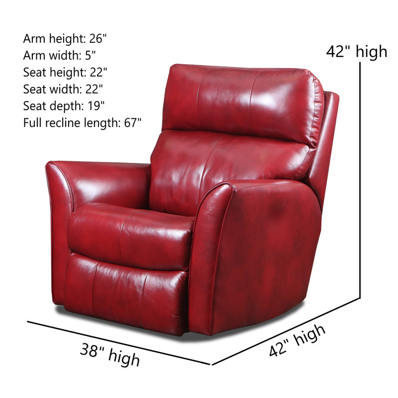 Stardust Leather Headrest Recliner, Palermo Crimson, Power/Wall Recliner