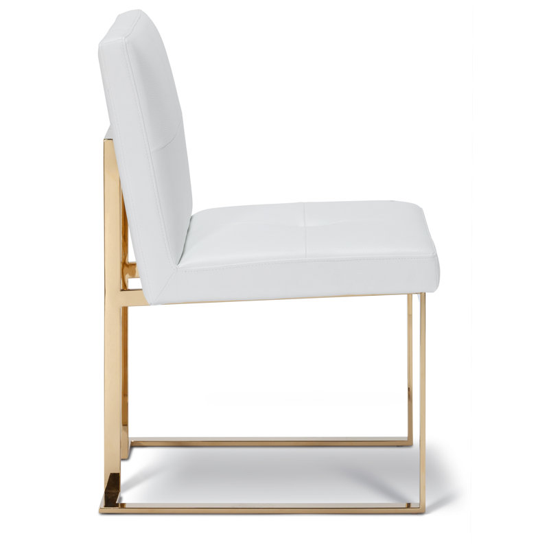 Chaise d'appoint Poulin, Or, Blanc