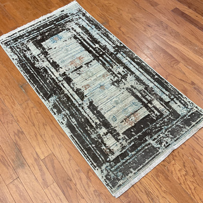 Tapis turc en laine et en soie à motif moderne effacé Williston Forge