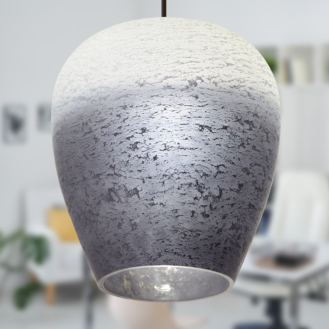 10.75"W Laya Glam White/Black/Grey Ombre Dome Shade Pendant Latitude Run®