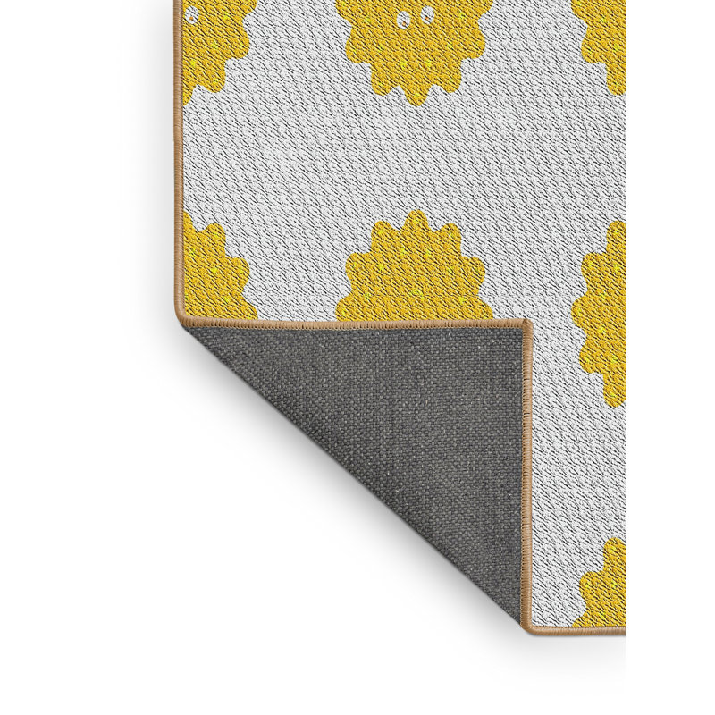 Tapis jaune à motif floral Daryl, Rectangle 8 pi x 10 pi